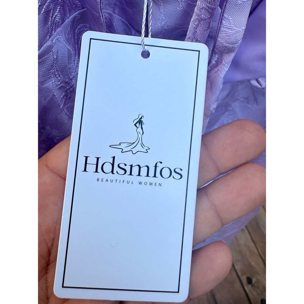 Hdsmfos Lavender Floral Jacquard Corset Midi Dress Lace Up Back Purple A-Line - Picture 7 of 10